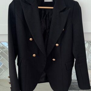 Black Double-Breasted Women’s Blazer with Gold Buttons